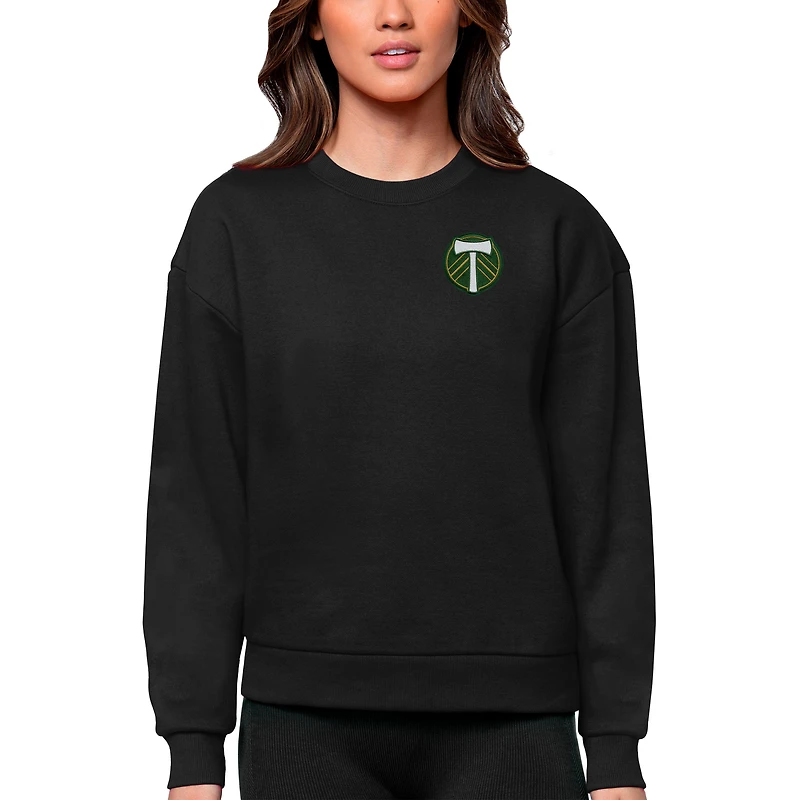 Women's Antigua Black Portland Timbers Team Logo Victory Pullover Sweatshirt