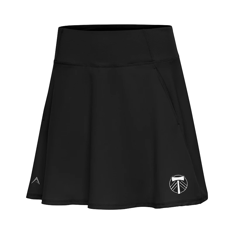 Jupe-short à logo blanc Antigua Black Portland Timbers pour femme