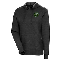 Women's Antigua Heather Black Portland Timbers Logo Action Pullover Hoodie