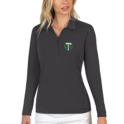 Polo à manches longues Antigua Heather Grey pour femme, hommage aux Portland Timbers