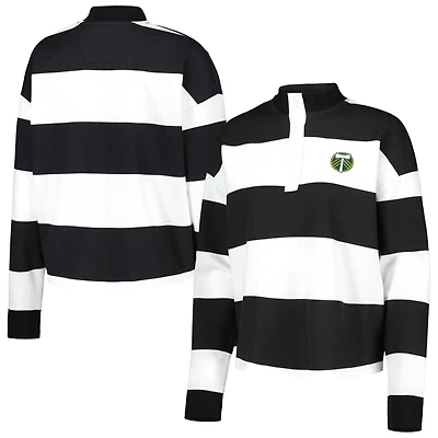 Women's Antigua  White Portland Timbers Radical Rugby Stripe Long Sleeve T-Shirt