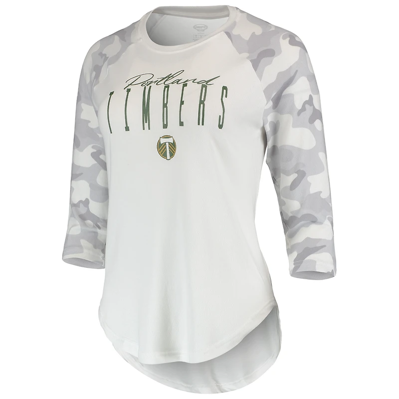 Haut raglan à manches 3/4 composite Portland Timbers pour femme Concepts Sport blanc/gris