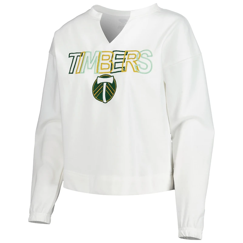 Concepts Sport T-shirt à manches longues et col cranté Portland Timbers Sunray pour femme, blanc