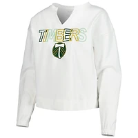 Concepts Sport T-shirt à manches longues et col cranté Portland Timbers Sunray pour femme, blanc