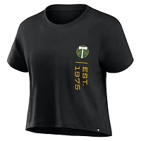 T-shirt court tendance noir Portland Timbers Chip Pass de marque Fanatics pour femmes