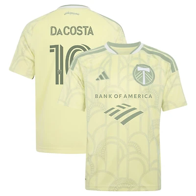 Youth adidas David Da Costa Yellow Portland Timbers 2026 Civic Stadium Kit Replica Jersey