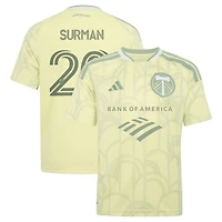 Youth adidas Finn Surman Yellow Portland Timbers 2026 Civic Stadium Kit Replica Jersey