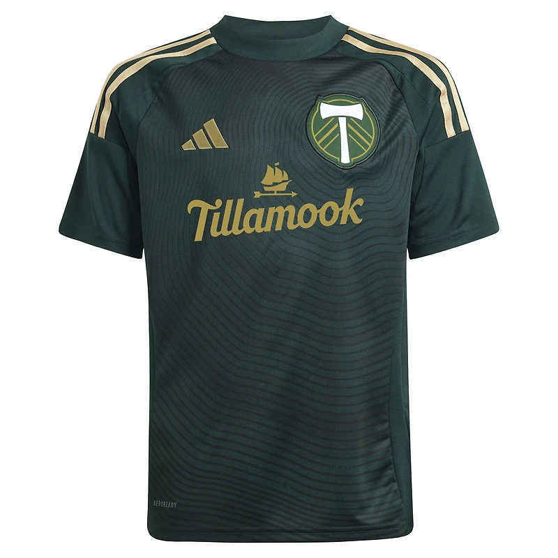 Maillot de joueur réplique vert et or pour toujours des Portland Timbers 2025 Jonathan Rodríguez adidas jeunes