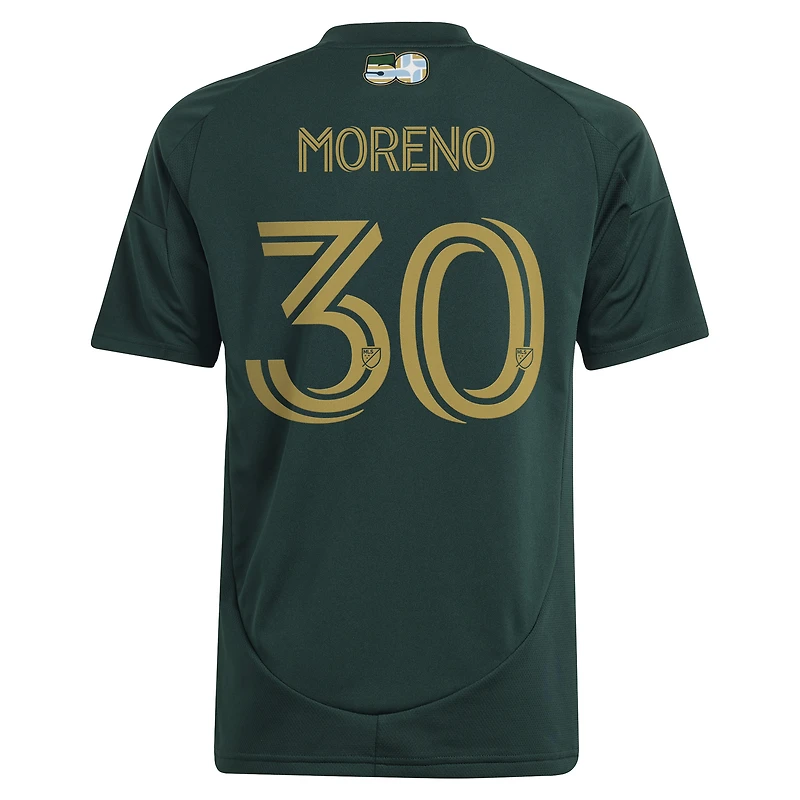 Youth adidas Santiago Moreno Green Portland Timbers 2025 Forever & Gold Replica Player Jersey