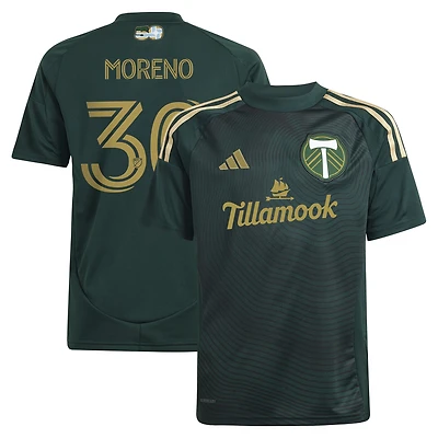 Youth adidas Santiago Moreno Green Portland Timbers 2025 Forever & Gold Replica Player Jersey