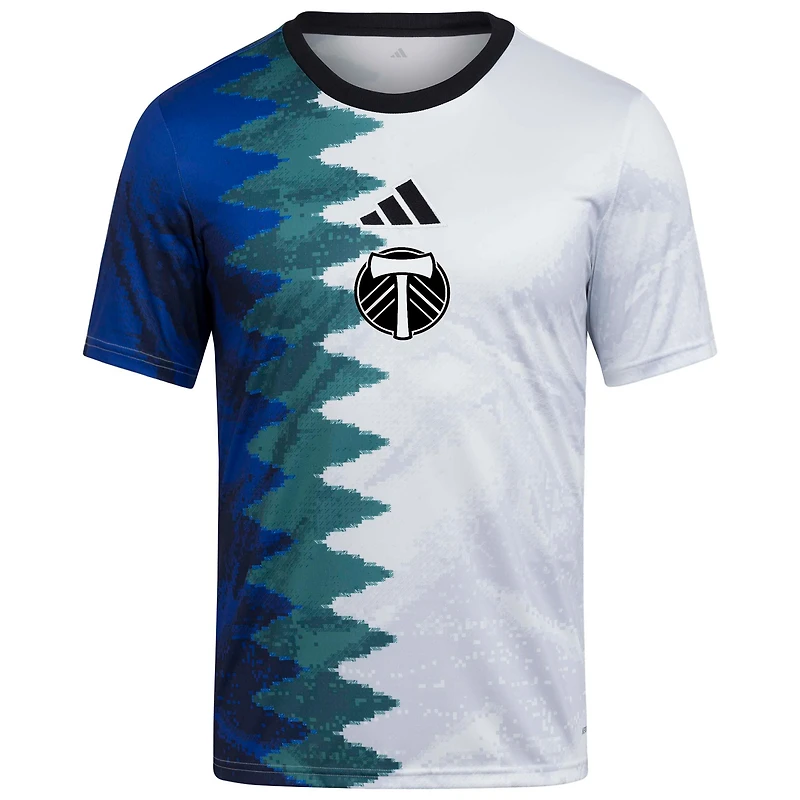 Haut d'avant-match adidas blanc Portland Timbers 2025 Gaming AEROREADY pour jeunes
