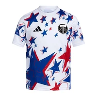Maillot d'avant-match adidas blanc Portland Timbers 2026 Americana pour jeunes