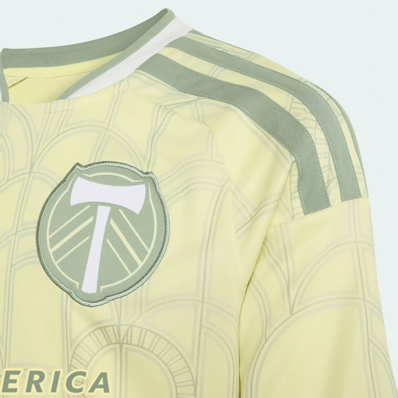Maillot réplique adidas jaune Portland Timbers 2026 pour enfant, stade Civic