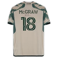 Maillot adidas beige dédicacé par Zac McGraw des Portland Timbers (n° 18) pour la saison 2024 de la MLS - Taille L