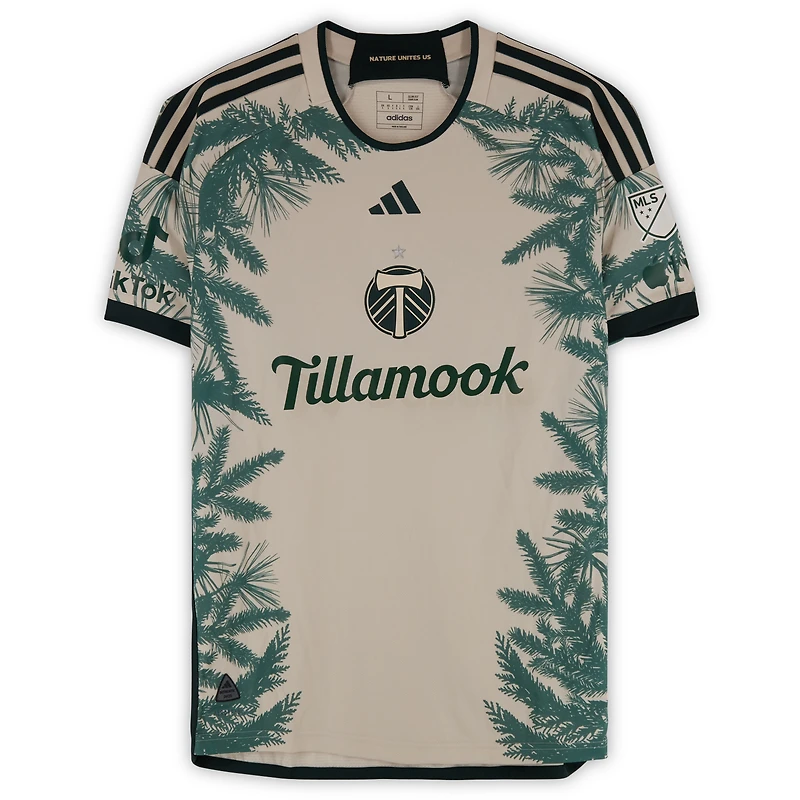 Maillot adidas beige dédicacé par Zac McGraw des Portland Timbers (n° 18) pour la saison 2024 de la MLS - Taille L