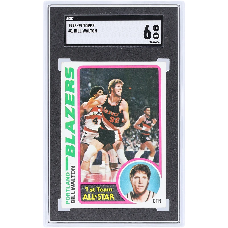 Carte de Bill Walton, Portland Trail Blazers, saison 1978-79, Topps n° 1, authentifiée par SGC (6 cartes).