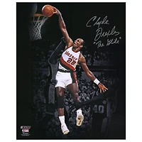 Clyde Drexler Portland Trail Blazers Autographed 16" x 20" Spotlight Dunk vs. Spurs Photograph with "The Glide" Inscription