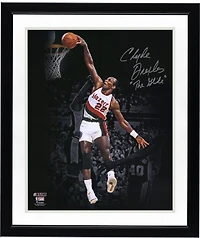 Clyde Drexler Portland Trail Blazers Autographed 16" x 20" Spotlight Dunk vs. Spurs Photograph with "The Glide" Inscription
