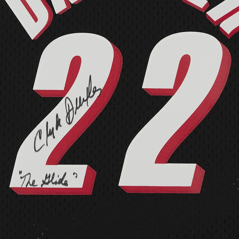 Clyde Drexler Portland Trail Blazers Autographed Black Mitchell & Ness 1990-91 Replica Jersey with "The Glide" Inscription