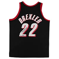 Clyde Drexler Portland Trail Blazers Autographed Black Mitchell & Ness 1990-91 Replica Jersey with "The Glide" Inscription