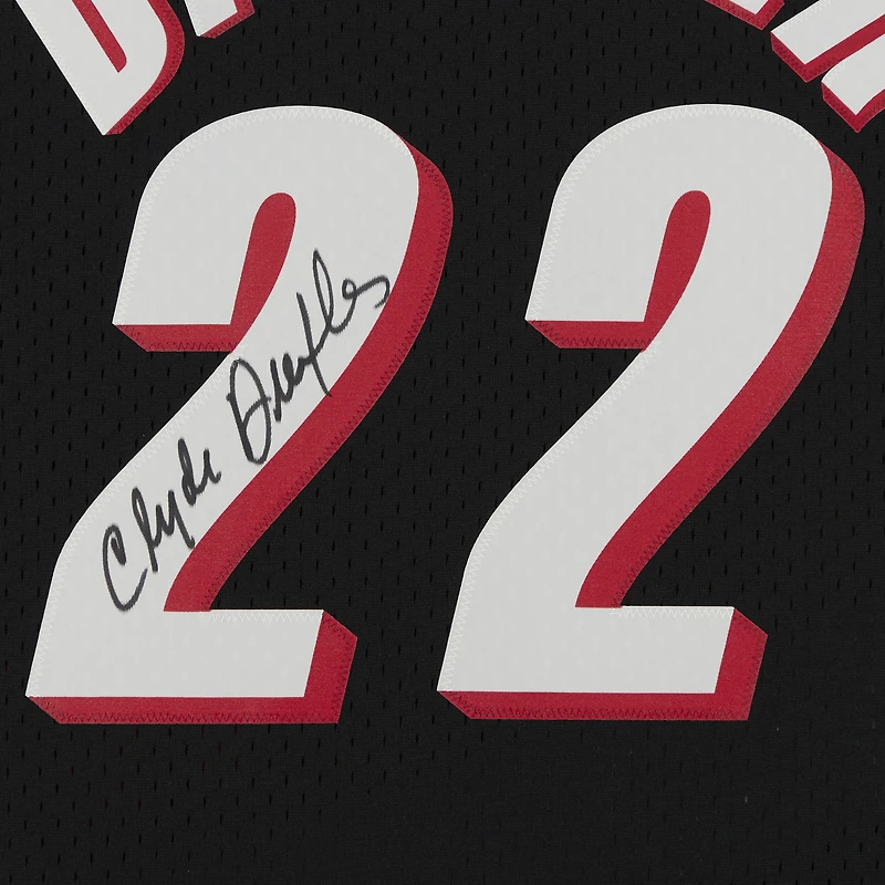 Clyde Drexler Portland Trail Blazers Autographed Black Mitchell & Ness 1990-91 Replica Jersey