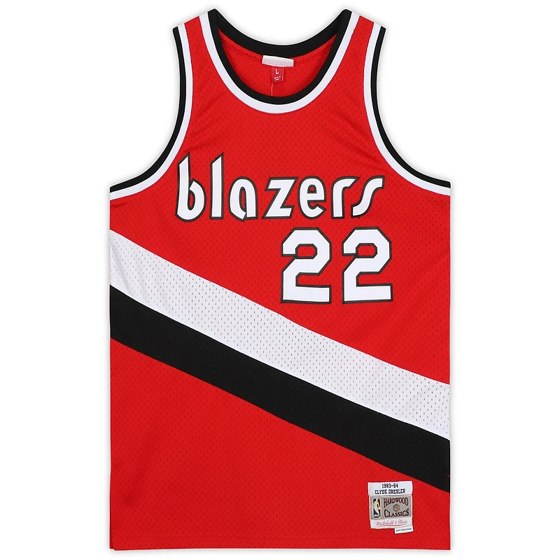 Clyde Drexler Portland Trail Blazers Autographed Red Mitchell and Ness Swingman Jersey with "HOF 04" Inscription