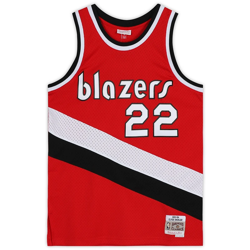 Clyde Drexler Portland Trail Blazers Autographed Red Mitchell and Ness Swingman Jersey with "The Glide" Inscription