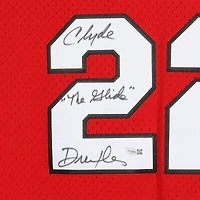 Clyde Drexler Portland Trail Blazers Autographed Red Mitchell and Ness Swingman Jersey with "The Glide" Inscription