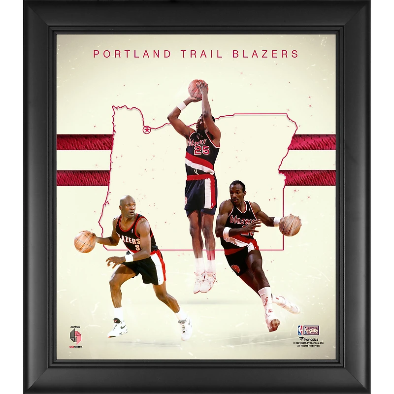 Clyde Drexler Terry Porter & Jerome Kersey Portland Trail Blazers Framed 15" x 17" 1990s Hardwood Classics Franchise Foundations Collage