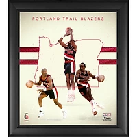 Clyde Drexler Terry Porter & Jerome Kersey Portland Trail Blazers Framed 15" x 17" 1990s Hardwood Classics Franchise Foundations Collage