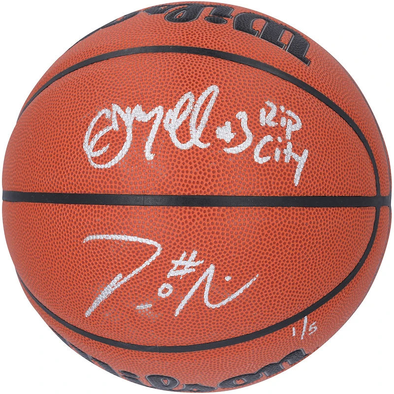 Damian Lillard and CJ McCollum Portland Trail Blazers Autographed Wilson Authentic Series Indoor/Outdoor Basketball with "Rip City" Inscription