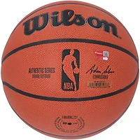 Ballon de basket Wilson Authentic Series intérieur/extérieur dédicacé par Damian Lillard et CJ McCollum des Portland Trail Blazers avec inscription « Rip City