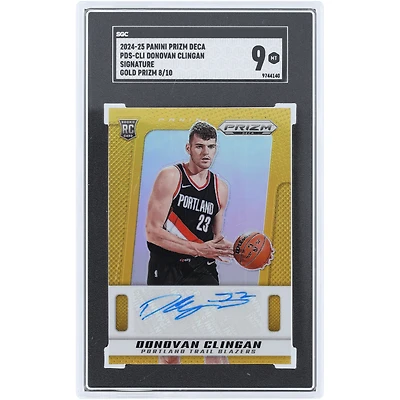 Carte de recrue autographiée de Donovan Clingan (Portland Trail Blazers) 2024-25 Panini Prizm Deca Gold Prizm Signature #PDS-CLI #8/10 authentifiée par SGC (n° 9)