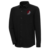 Veste-chemise boutonnée noire Portland Trail Blazers pour homme Antigua
