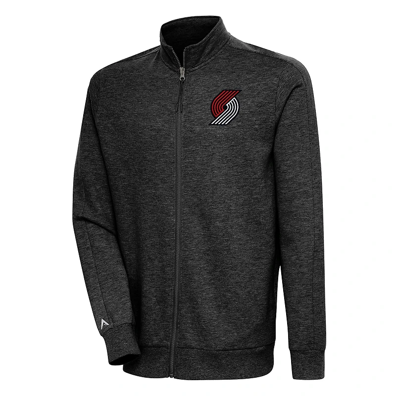 Veste zippée intégrale Antigua Heather Black Portland Trail Blazers Action pour homme
