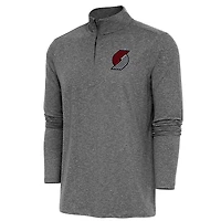 Men's Antigua  Heather Black Portland Trail Blazers Hunk Quarter-Zip Pullover Top