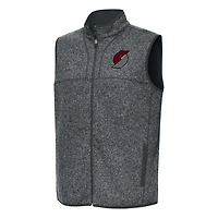 Men's Antigua Heather Charcoal Portland Trail Blazers Fortune Full-Zip Vest