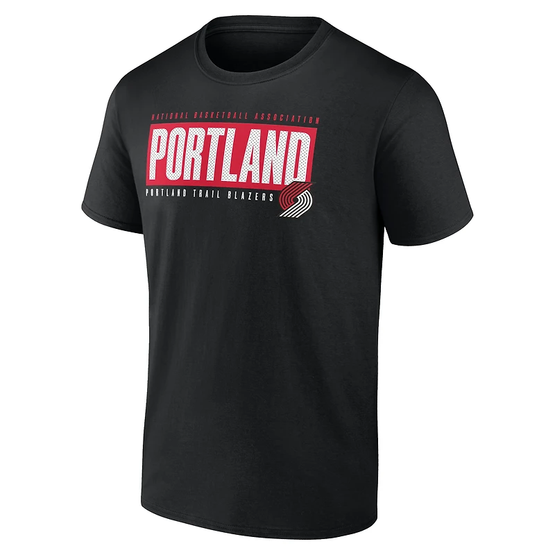 T-shirt noir à imprimé contrastant des Portland Trail Blazers pour homme