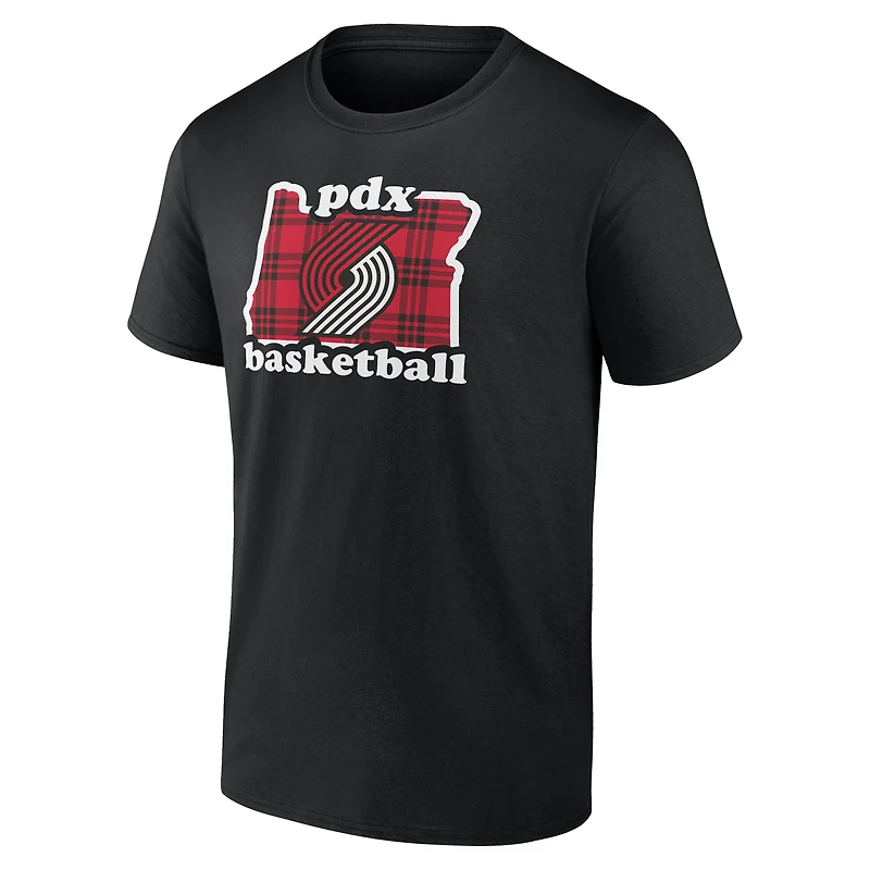T-shirt noir pour homme, demi-terrain offensif, Portland Trail Blazers