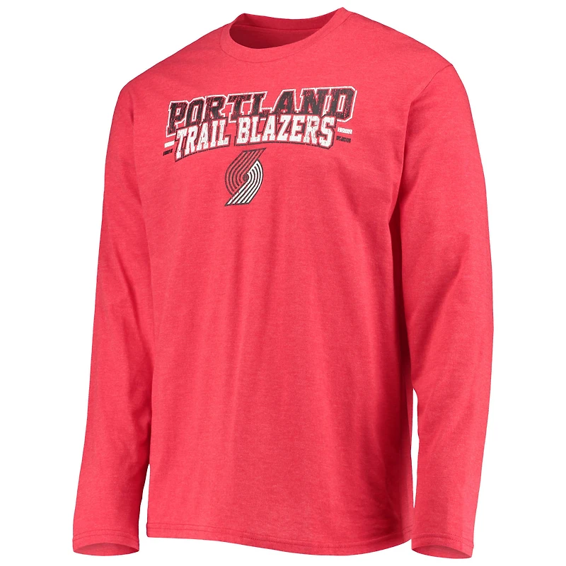 Ensemble de nuit Concepts Sport noir/rouge Portland Trail Blazers avec haut à manches longues et pantalon pour homme