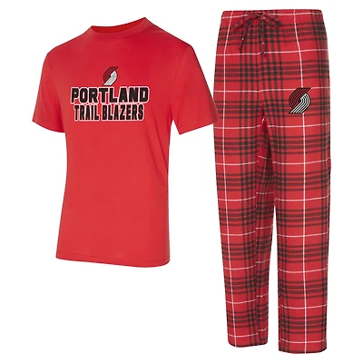 Ensemble de nuit Concepts Sport rouge/noir Portland Trail Blazers Vector pour homme, haut et pantalon en flanelle