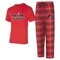 Ensemble de nuit Concepts Sport rouge/noir Portland Trail Blazers Vector pour homme, haut et pantalon en flanelle