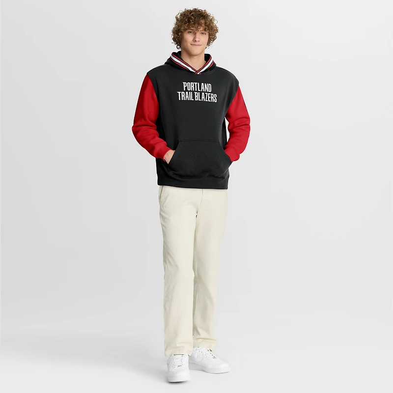 Men's Fanatics  Black/Red Portland Trail Blazers Half Court Shot Clock Fastbreak Hoodie