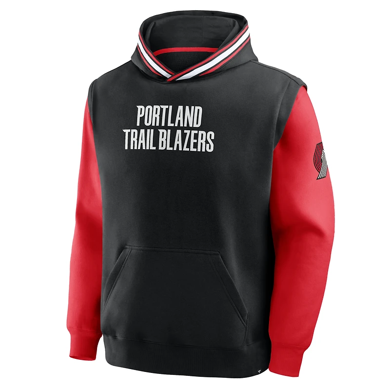Men's Fanatics  Black/Red Portland Trail Blazers Half Court Shot Clock Fastbreak Hoodie