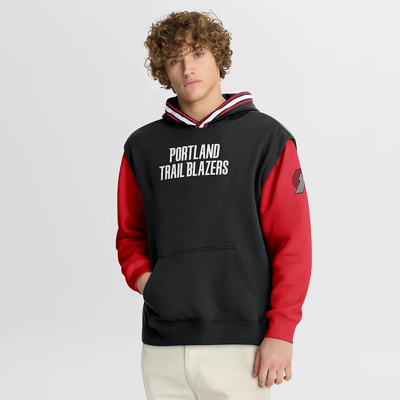 Men's Fanatics Black/Red Portland Trail Blazers Half Court Shot Clock Fastbreak Hoodie