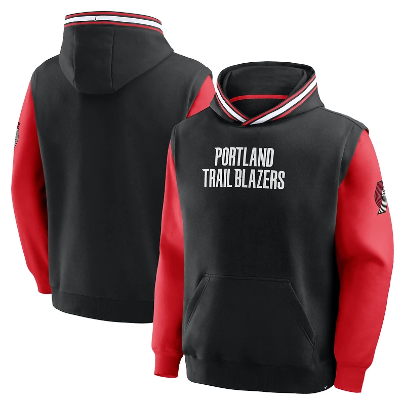 Men's Fanatics  Black/Red Portland Trail Blazers Half Court Shot Clock Fastbreak Hoodie