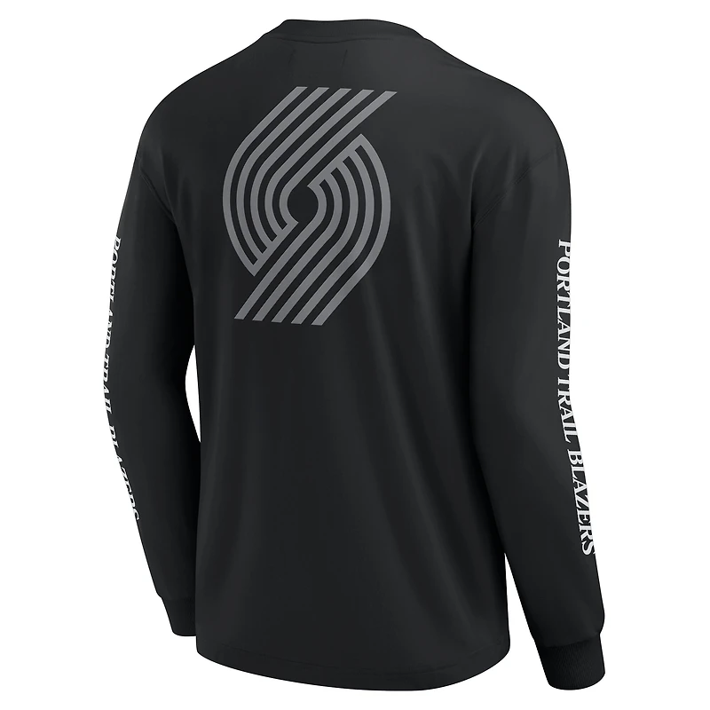 Men's Fanatics Black Portland Trail Blazers Elements Strive Long Sleeve T-Shirt