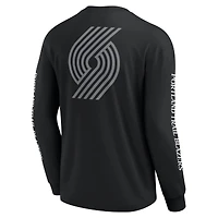 Men's Fanatics Black Portland Trail Blazers Elements Strive Long Sleeve T-Shirt