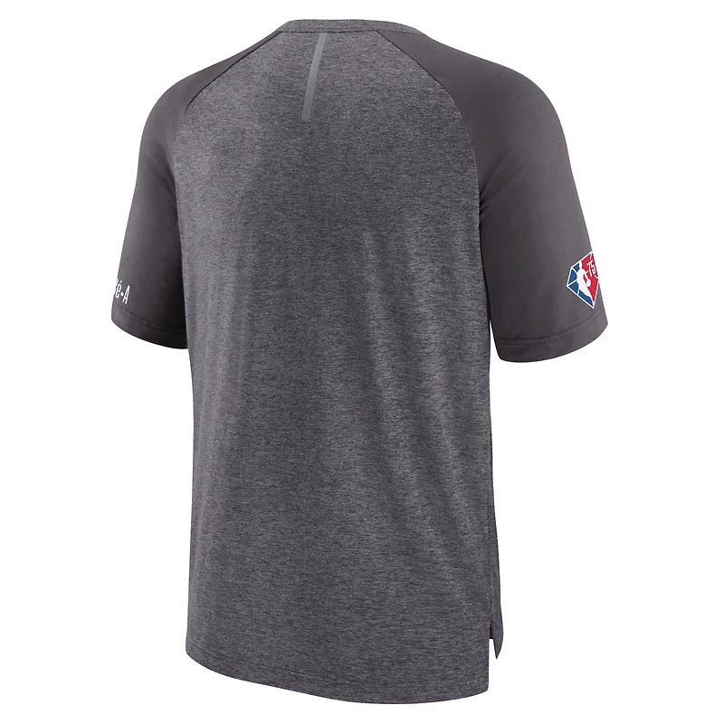 T-shirt raglan de tir Fanatics gris chiné Portland Trail Blazers 2022 Noches Ene-Be-A Core pour hommes