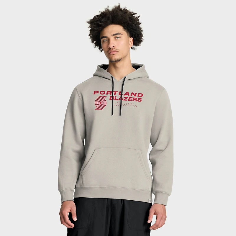 Men's Fanatics Off White Portland Trail Blazers Crossover Collection Blocked Shot Premium Pullover Hoodie